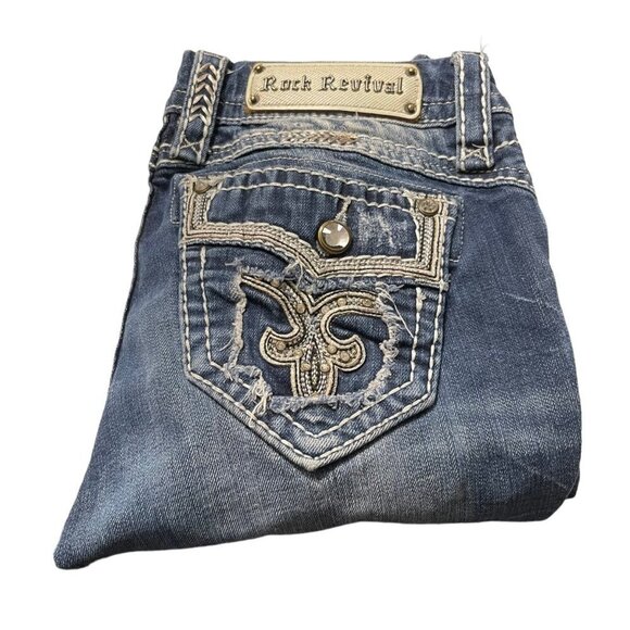 Rock Revival Womens Distressed Contrast Stitch Flap Pockets Ellor Slim Boot 27 - Picture 5 of 11